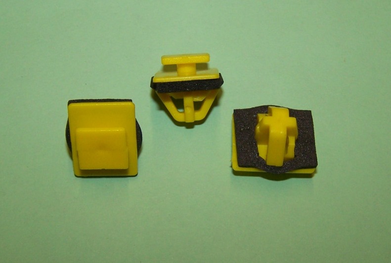 Body Side Moulding Clip with Sealer.  Yellow.  Hyundai Accent and Elantra