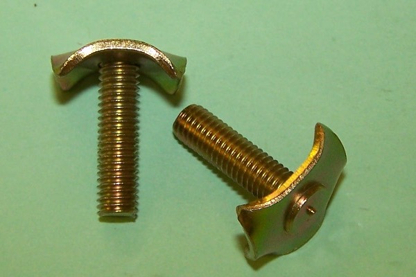 Pronged 'T' bolt used for threaded attachment of trimmed board. General application.