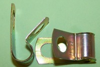 P'-Clip in zinc plated steel, 9.6mm x 8.5mm hole dia. General application.