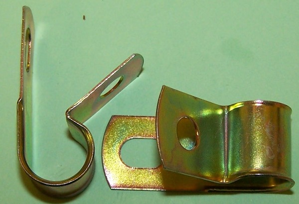 P'-Clip in zinc plated steel, 12.7mm x 6.0mm hole dia. General application.