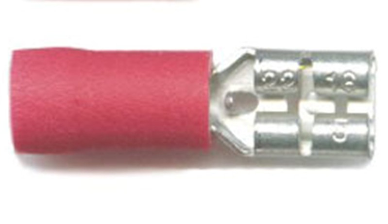 Push-on females 4.8mm, for cable size 0.5mm-1.5mm, in red