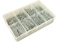 Box of Assorted Split Pins in Zinc.  Imperial (Small Sizes).  800 pieces