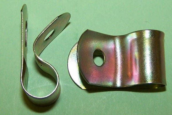 P'-Clip in zinc plated steel, 9.6mm x 4.8mm hole dia. General application.