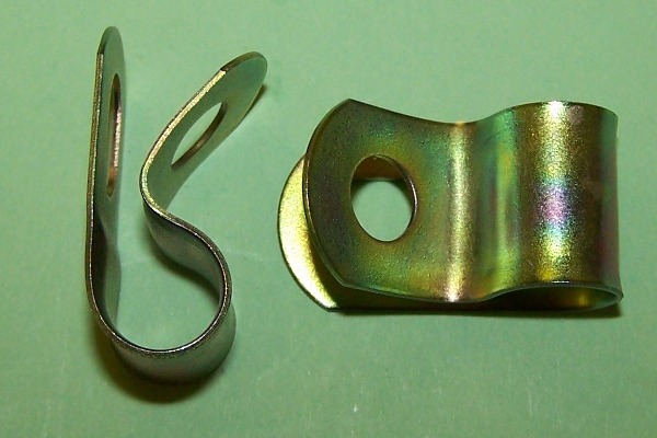 P'-Clip in zinc plated steel, 9.6mm x 7.1mm hole dia. General application.