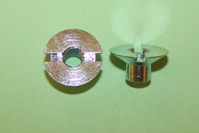 M5 Twin Nut; flat, countersunk, slotted in zinc plated steel.  General application.