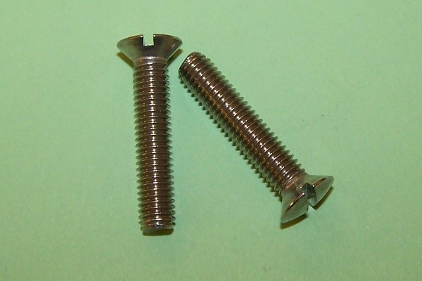 M5 x 25mm screw: raised, countersunk, slotted in stainless steel.  General application.