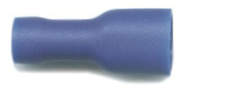 Push-on females, fully insulated 6.3mm, for cable size 1.5mm-2.5mm, in blue