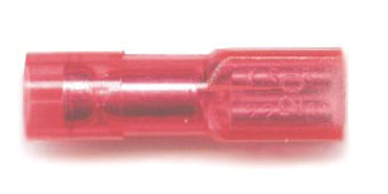 Push-on females, fully insulated 2.8mm, for cable size 0.5mm-1.5mm, in red