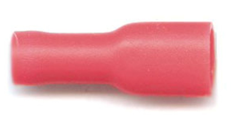 Push-on females, fully insulated 4.8mm, for cable size 0.5mm-1.5mm, in red