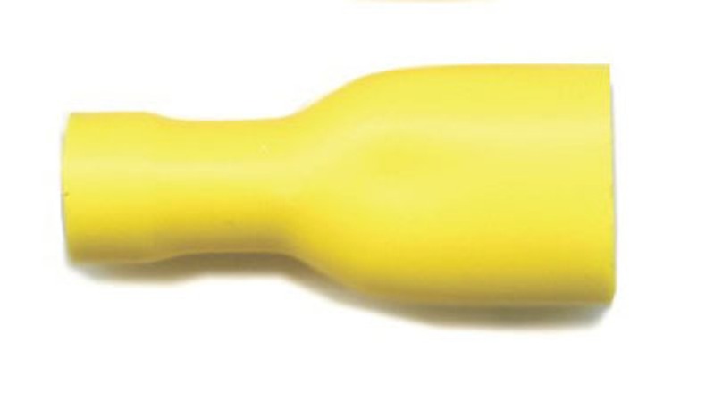 Push-on females, fully insulated 9.5mm, for cable size 4mm-6mm, in yellow