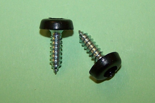 Number Plate Screws-Self-tappers with Black Plastic Head.