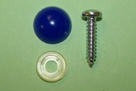 Number Plate Screws-Self-tappers with Domes + Cups. Blue