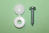Number Plate Screws-Self-tappers with hinged white plastic caps
