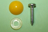 Number Plate Screws-Self-tappers with Domes + Cups. Yellow