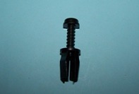 Screw rivet, open end type, 4.0mm material thickness, head size 12.0mm and 9.0mm square panel hole.  Ford Escort, Fiesta tailgate.