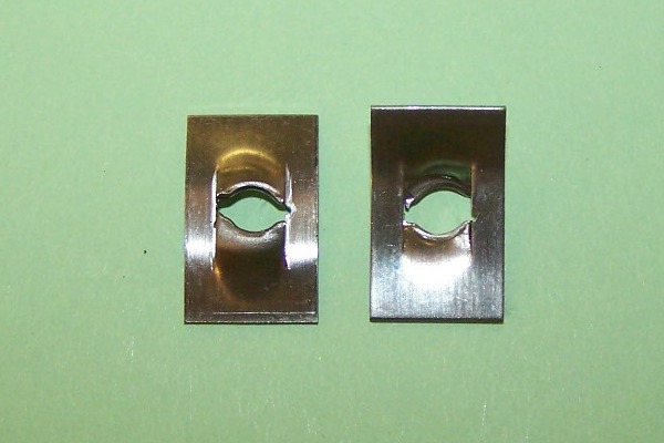 Rectangular flat nut for No. 10 screw in stainless steel.  General application.